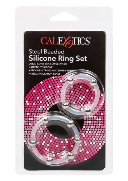 Bestel: Steel Beaded Silicone Ring Set by CalExotics Rings - bij Happytoys: de erotische sex webshop | liever Happy dan Easy ⭐⭐⭐⭐⭐