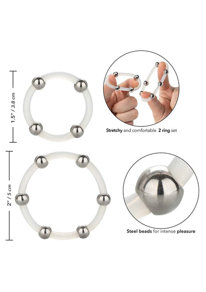 Bestel: Steel Beaded Silicone Ring Set by CalExotics Rings - bij Happytoys: de erotische sex webshop | liever Happy dan Easy ⭐⭐⭐⭐⭐