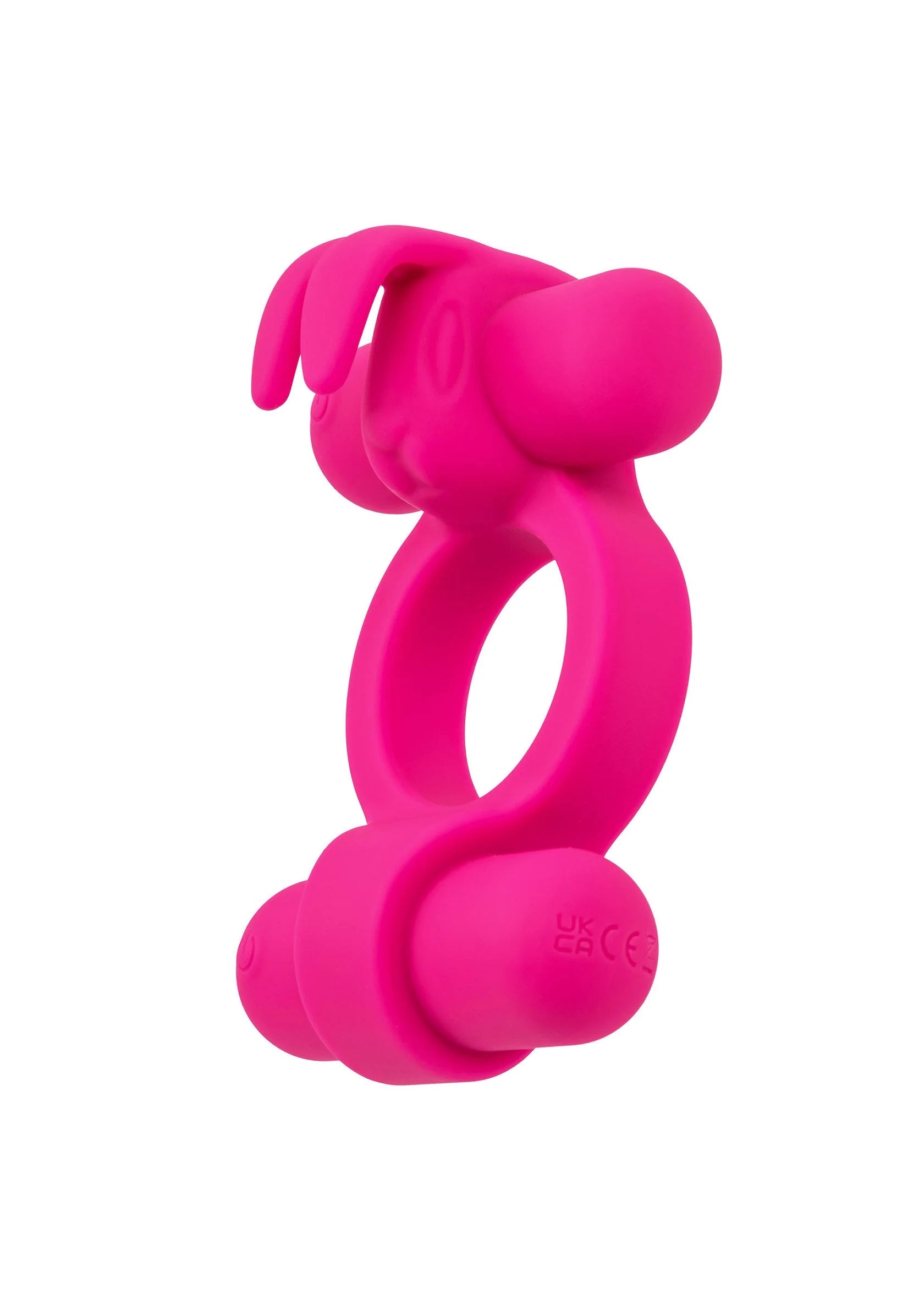 Fuchsia siliconen vibrator Rockin Rabbit, zijdetail met twee bolvormige uiteinden