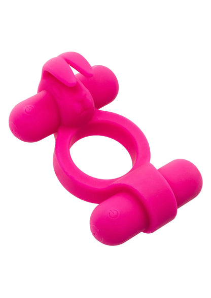 Roze konijnenvibrator met open ring en gedetailleerde oren en pootjes