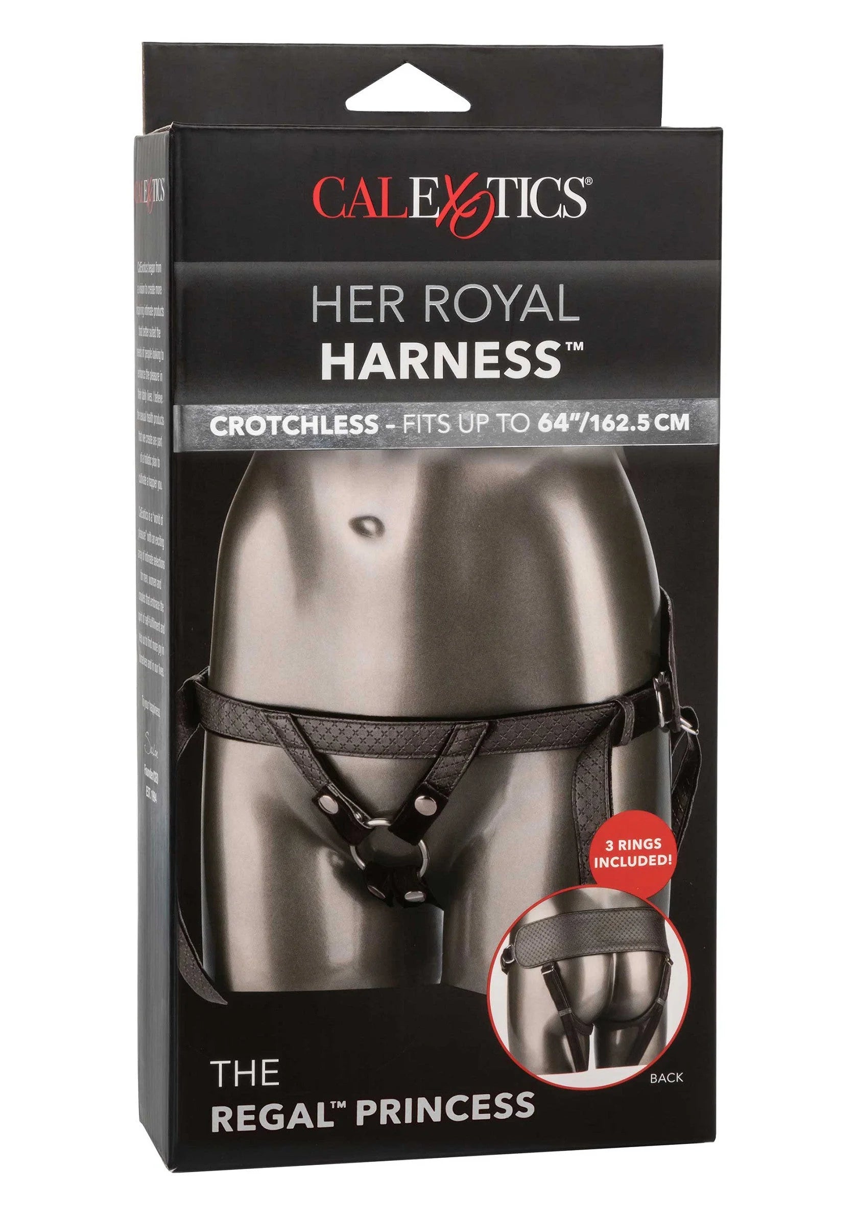 CalExotics doos 'Her Royal Harness' met 'The Regal Princess' en grijs harnas