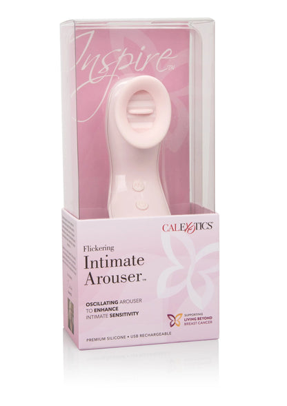 CalExotics doos: Inspire Flickering Intimate Arouser, met product in doorzichtig venster.