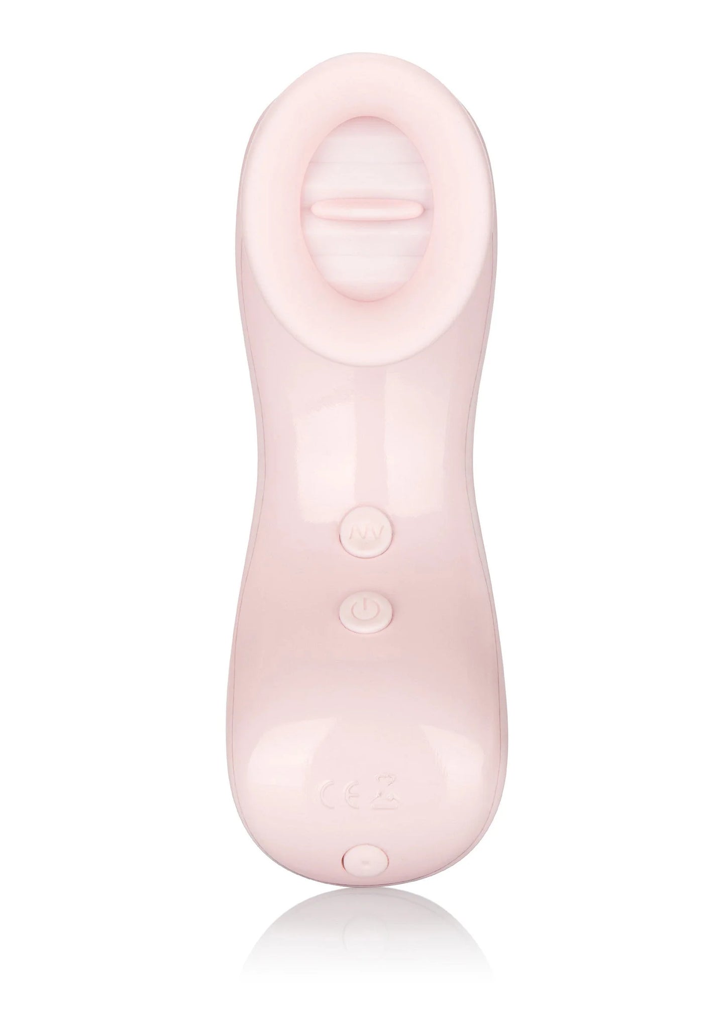 Roze intieme vibrator met ovale kop en ronde knoppen op het handvat.
