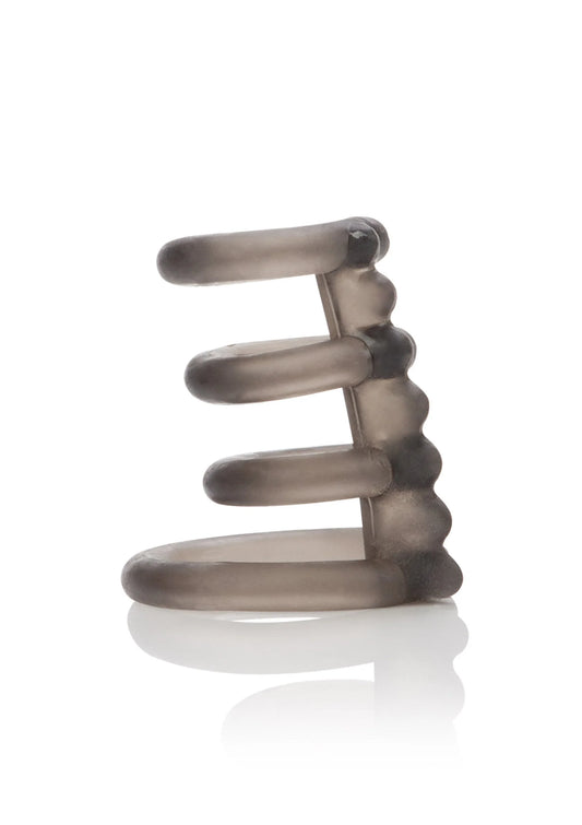 Cockring met drie gladde ringen, donker getint