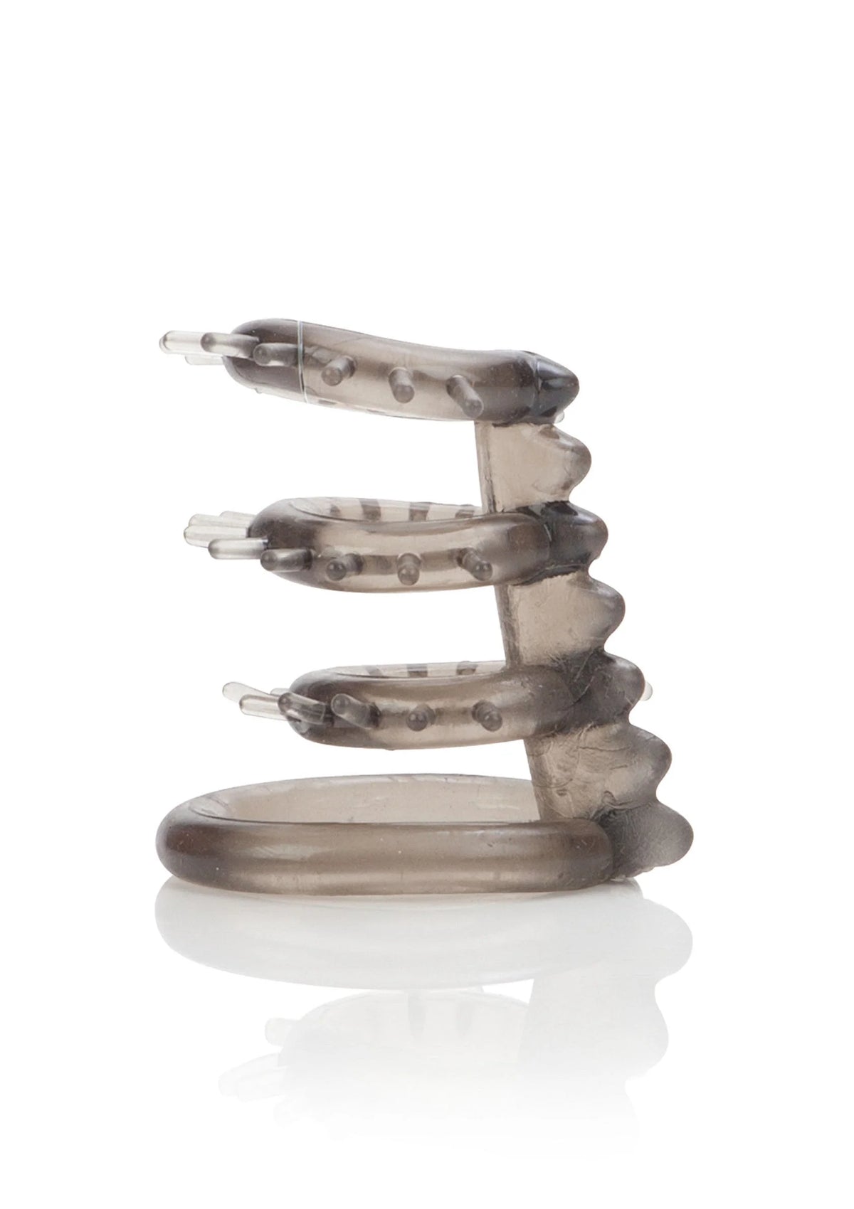 Transparante cockring met drie ringen en noppen, voor ondersteuning