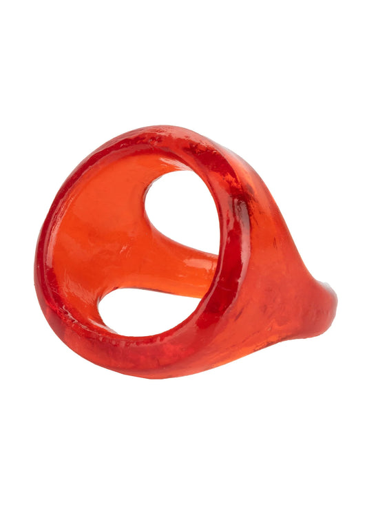 Oranje cockring met brede voet en ronde opening, glanzende XL Snug Tugger
