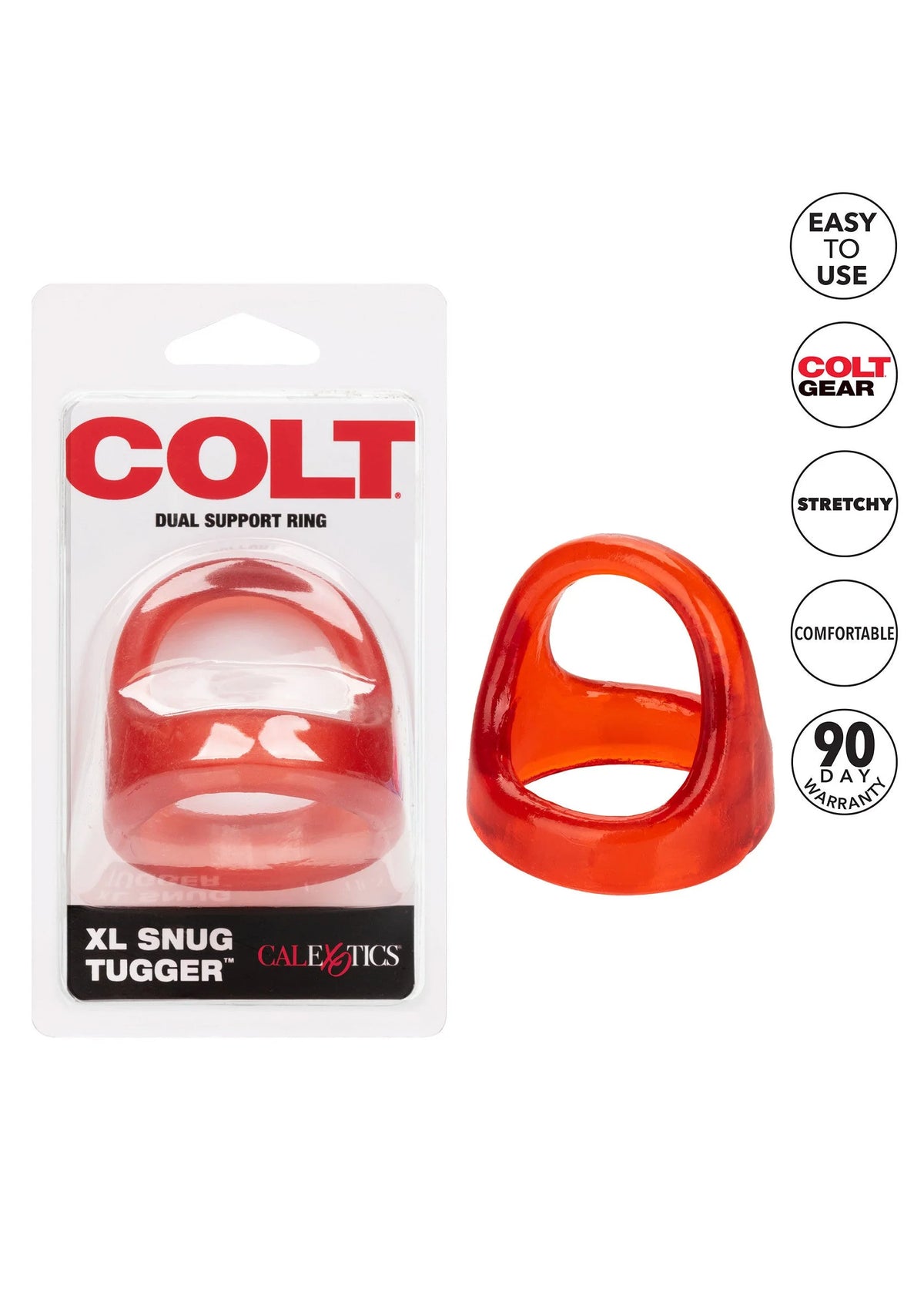 COLT XL Snug Tugger cockring in blister, oranje dual support ring