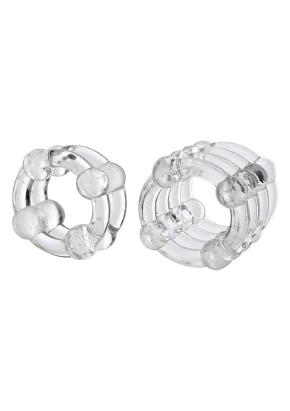 Set doorzichtige enhancer ringen met noppen, stretch, transparant