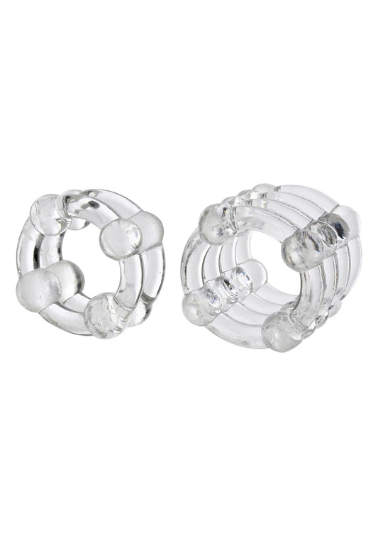 Set doorzichtige enhancer ringen met noppen, stretch, transparant