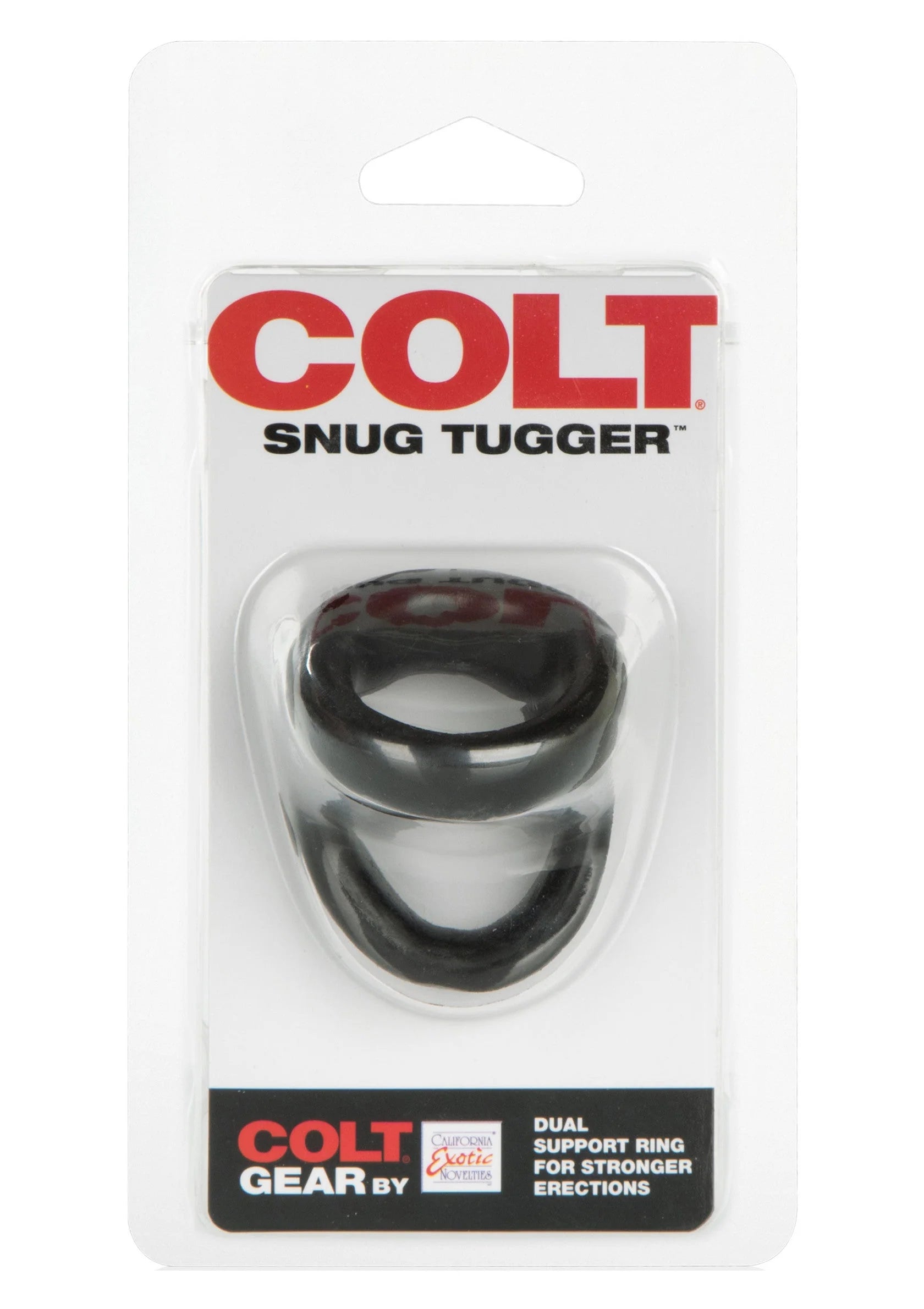 COLT Snug Tugger penis- en balring in zwarte uitvoering, blisterverpakking