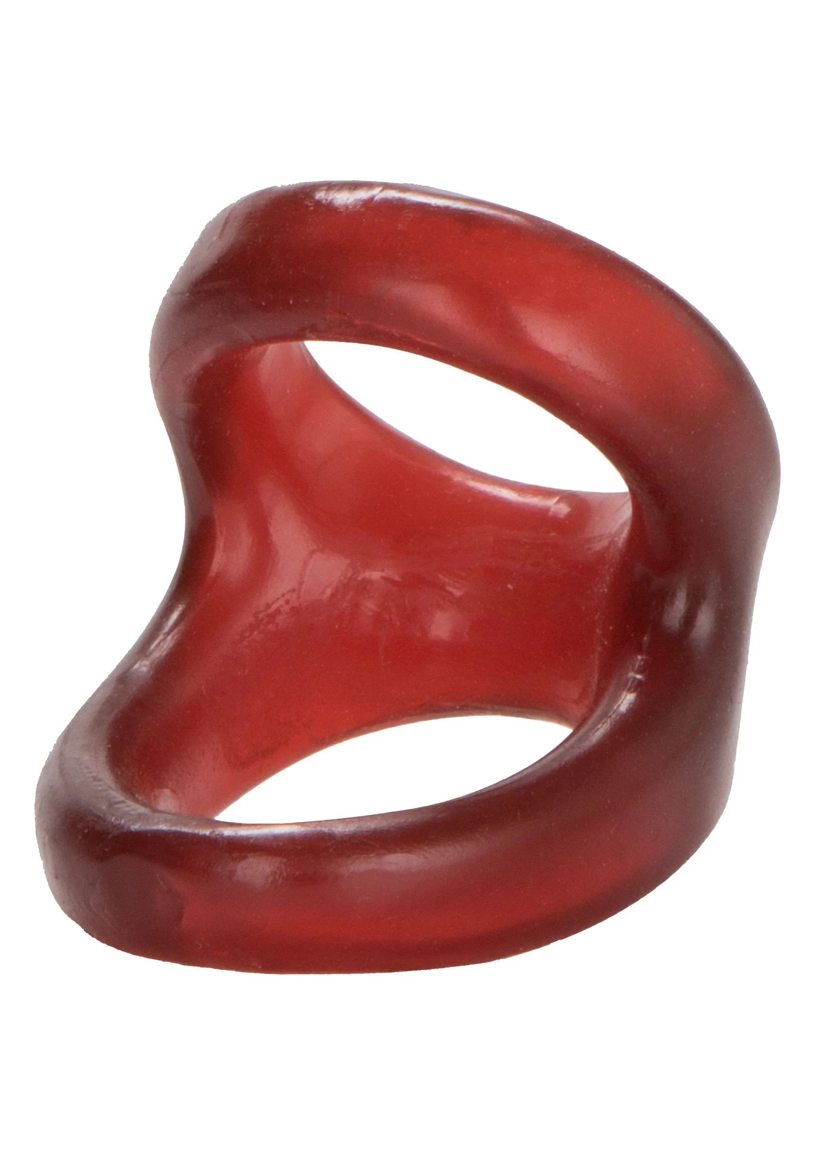 Rode penis- en balring, open S-vormige ring met glanzende afwerking