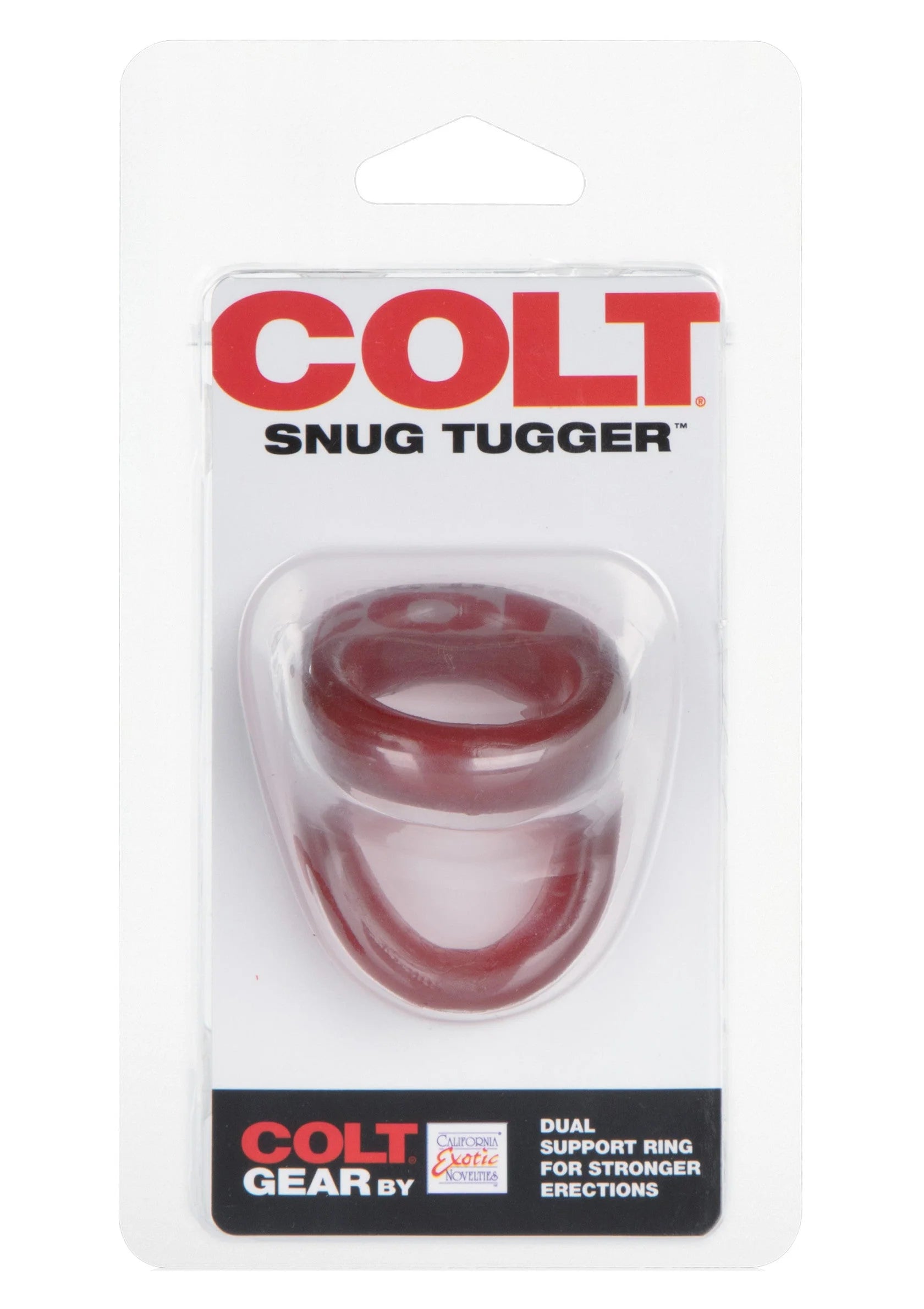 COLT Snug Tugger penis- en balring in rode uitvoering, blisterverpakking