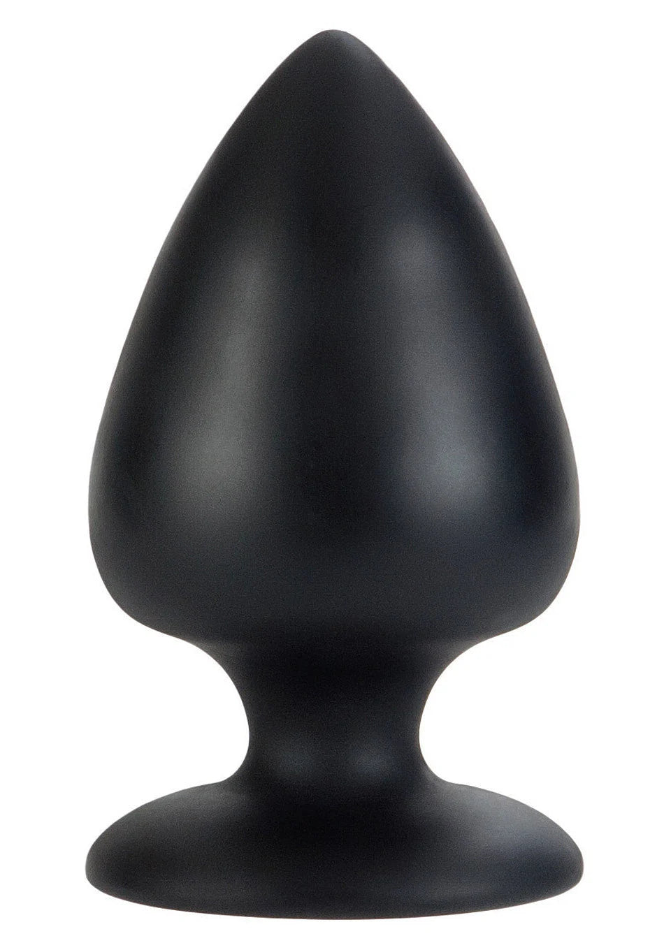 Zwarte buttplug met taps toelopende vorm en brede basis