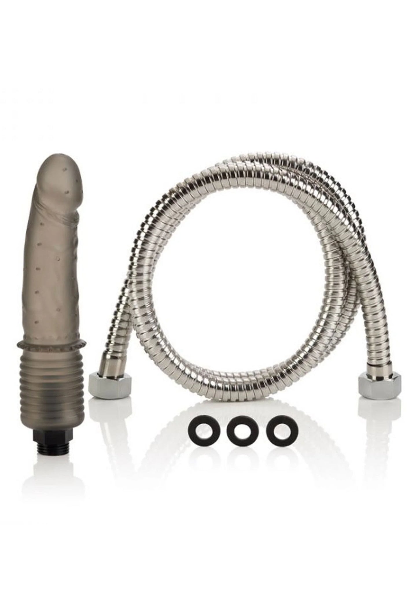 Anale douche dildo met spiraalslang en montagekoppelingen, grijs