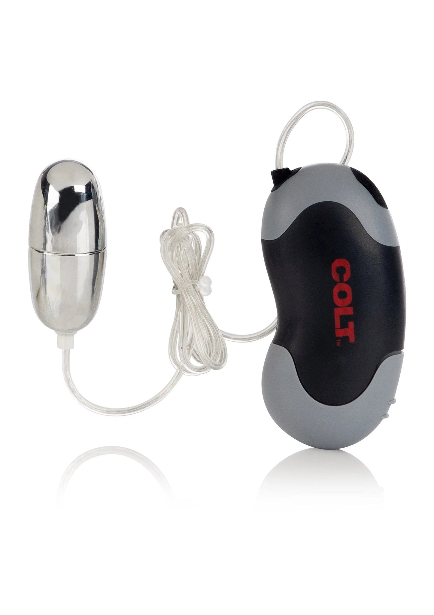 COLT bulletvibrator set: zilverkleurige kop, grijs-zwarte controller en verbindingskabel