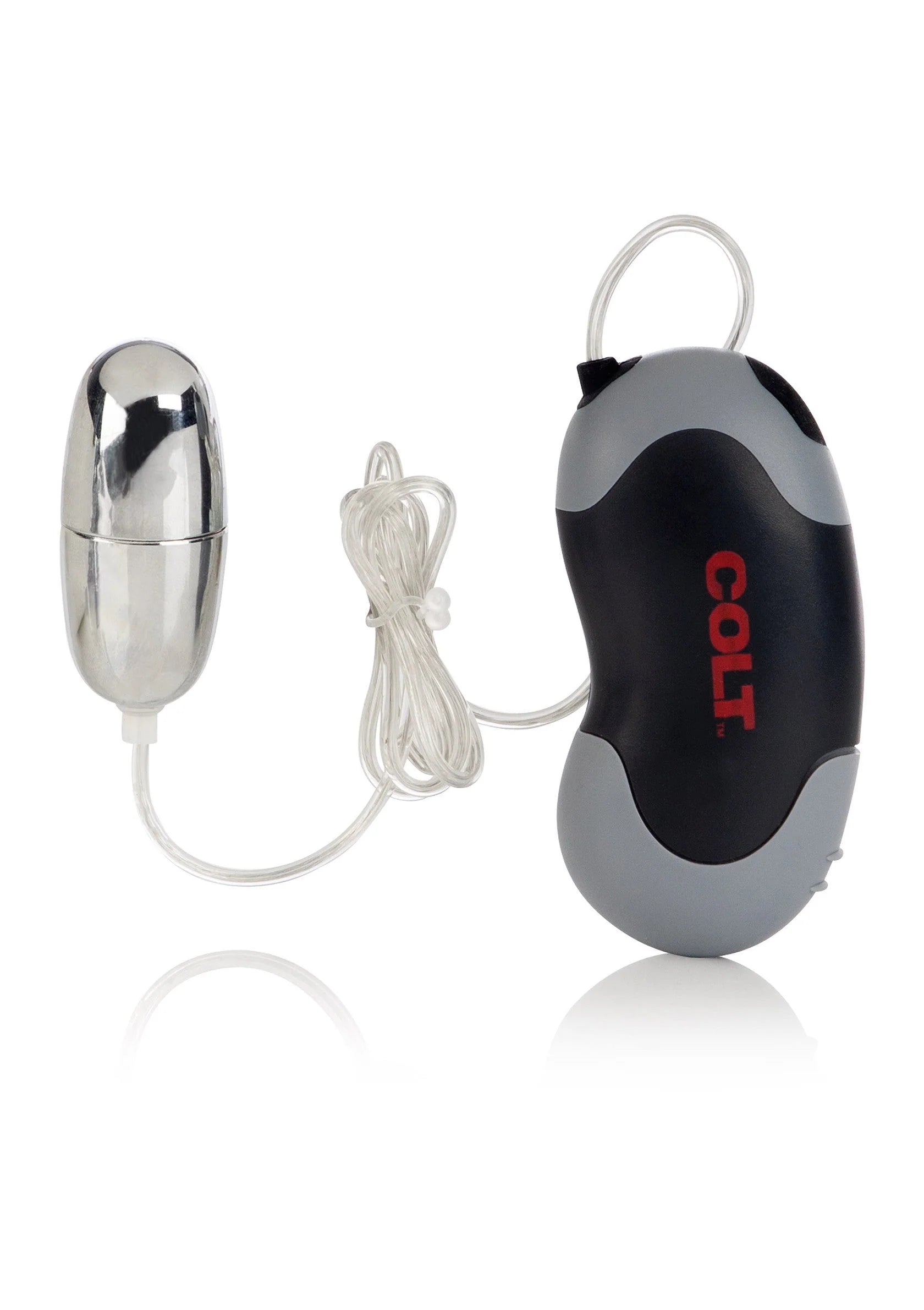 COLT bulletvibrator set: zilverkleurige kop, grijs-zwarte controller en verbindingskabel