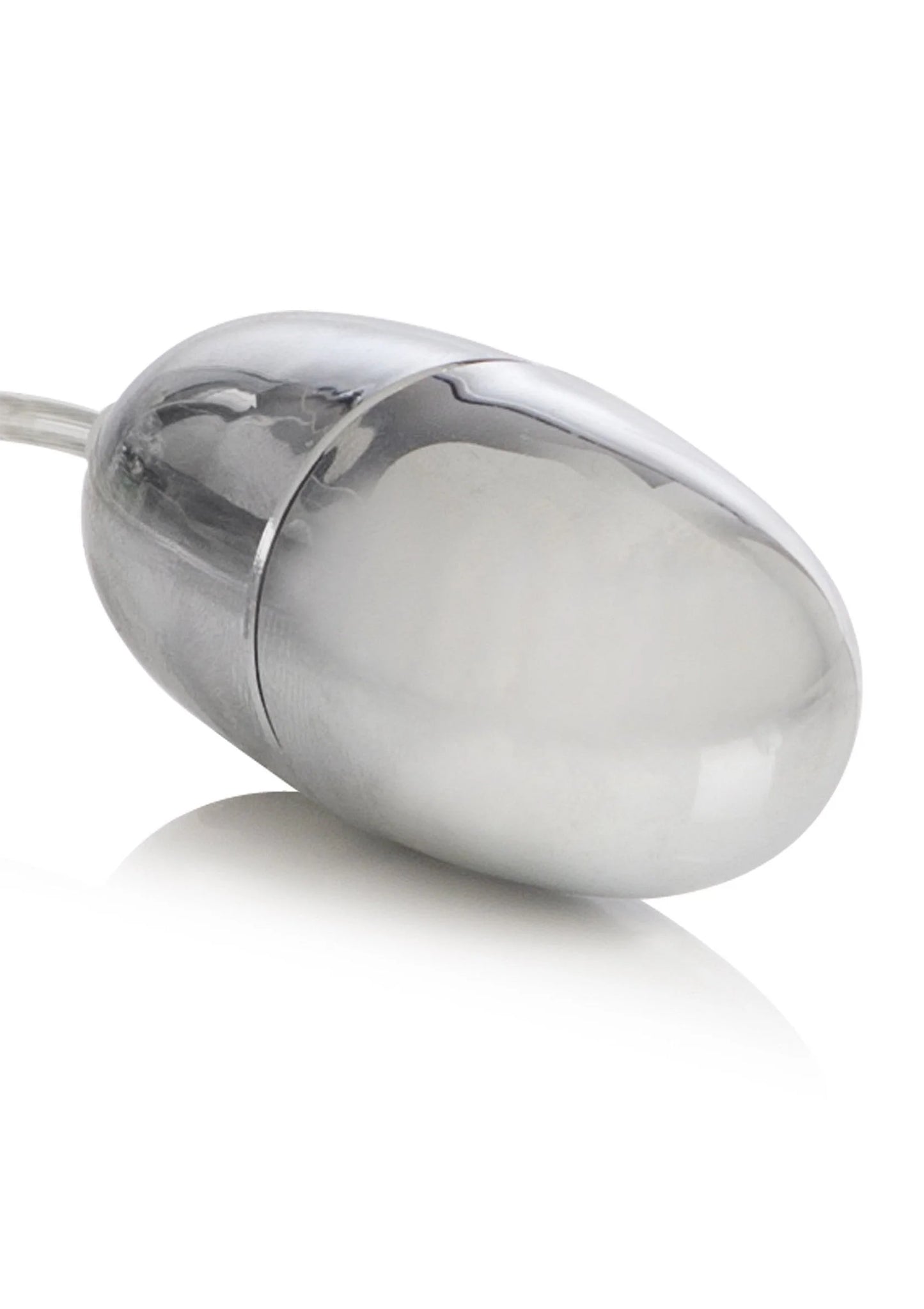 Glanzende zilverkleurige bulletvibrator met ronde vorm en kabelaansluiting