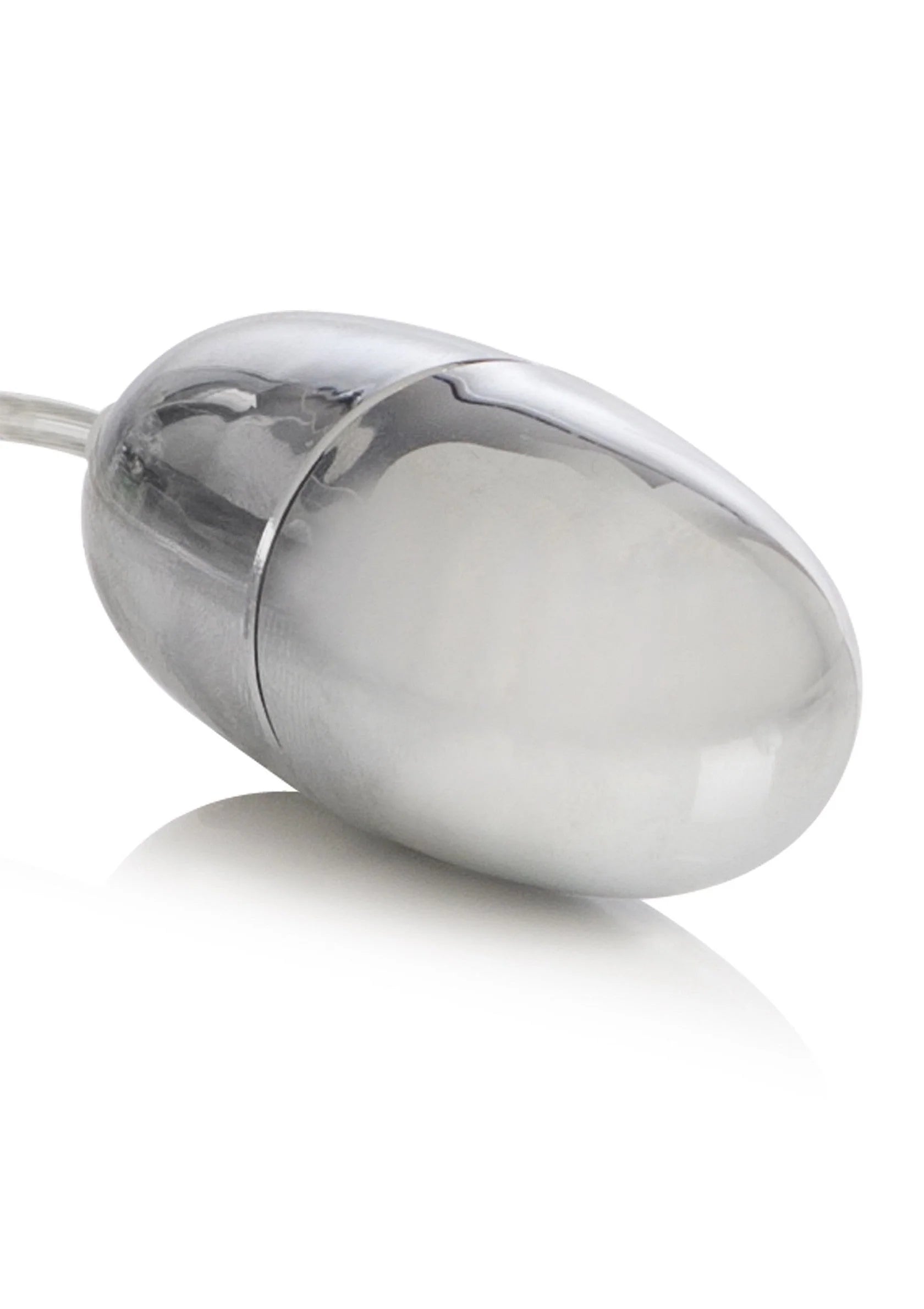Glanzende zilverkleurige bulletvibrator met ronde vorm en kabelaansluiting