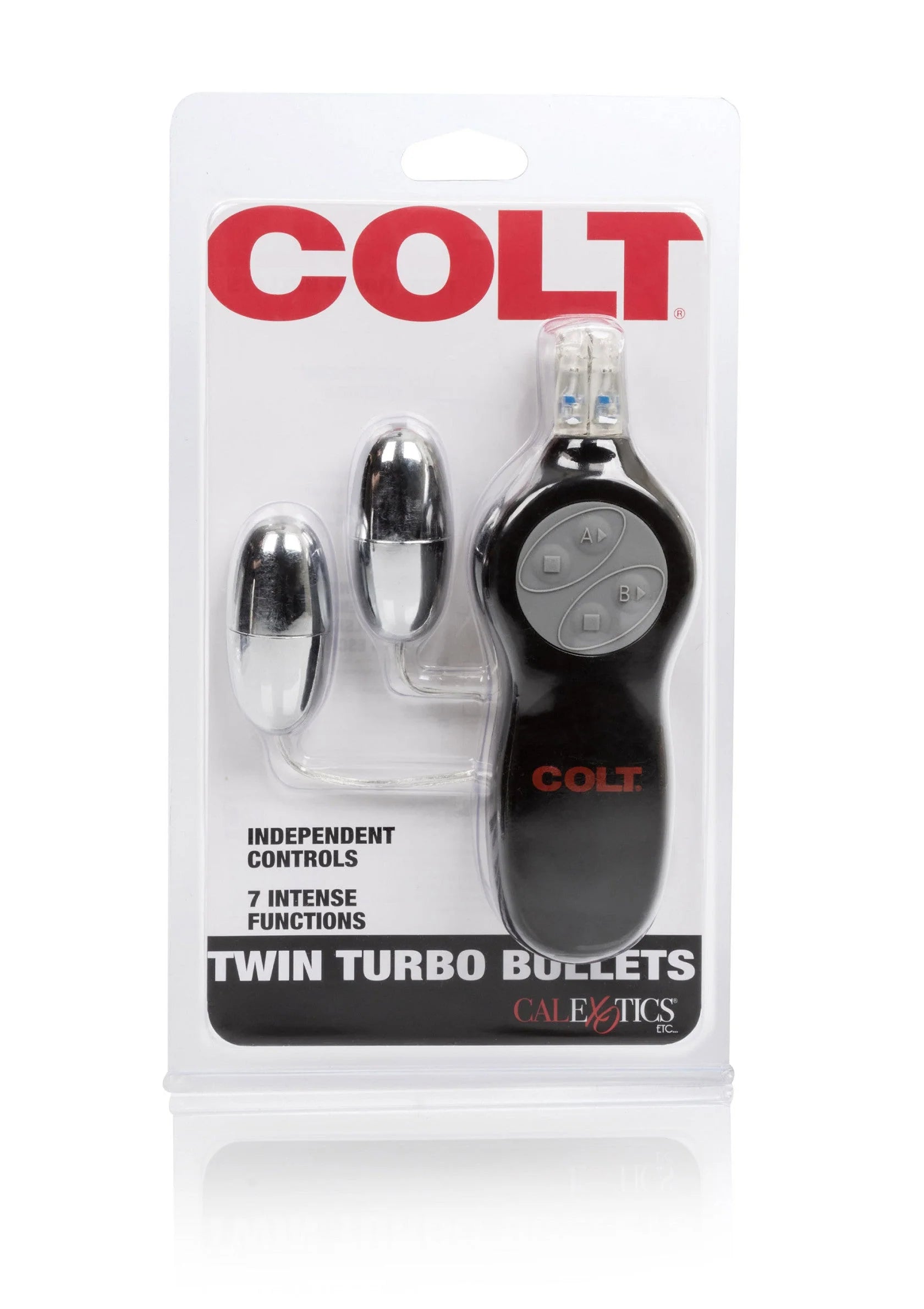 Twin turbo bullets verpakking met zwarte controller en twee zilverkleurige bullet-vibrators