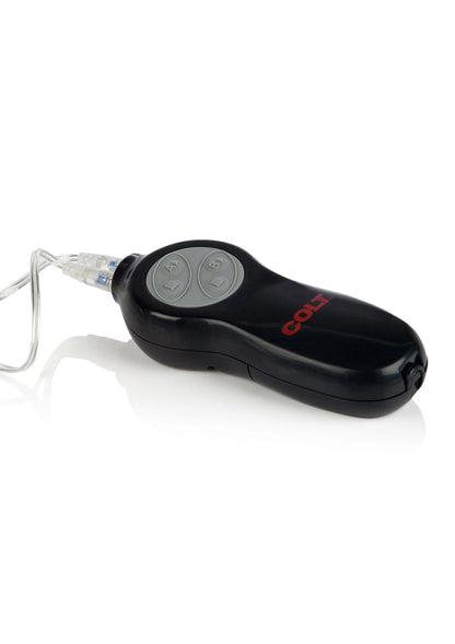 Zwarte bedieningsunit van dubbele vibrator met snoer en ronde knoppen