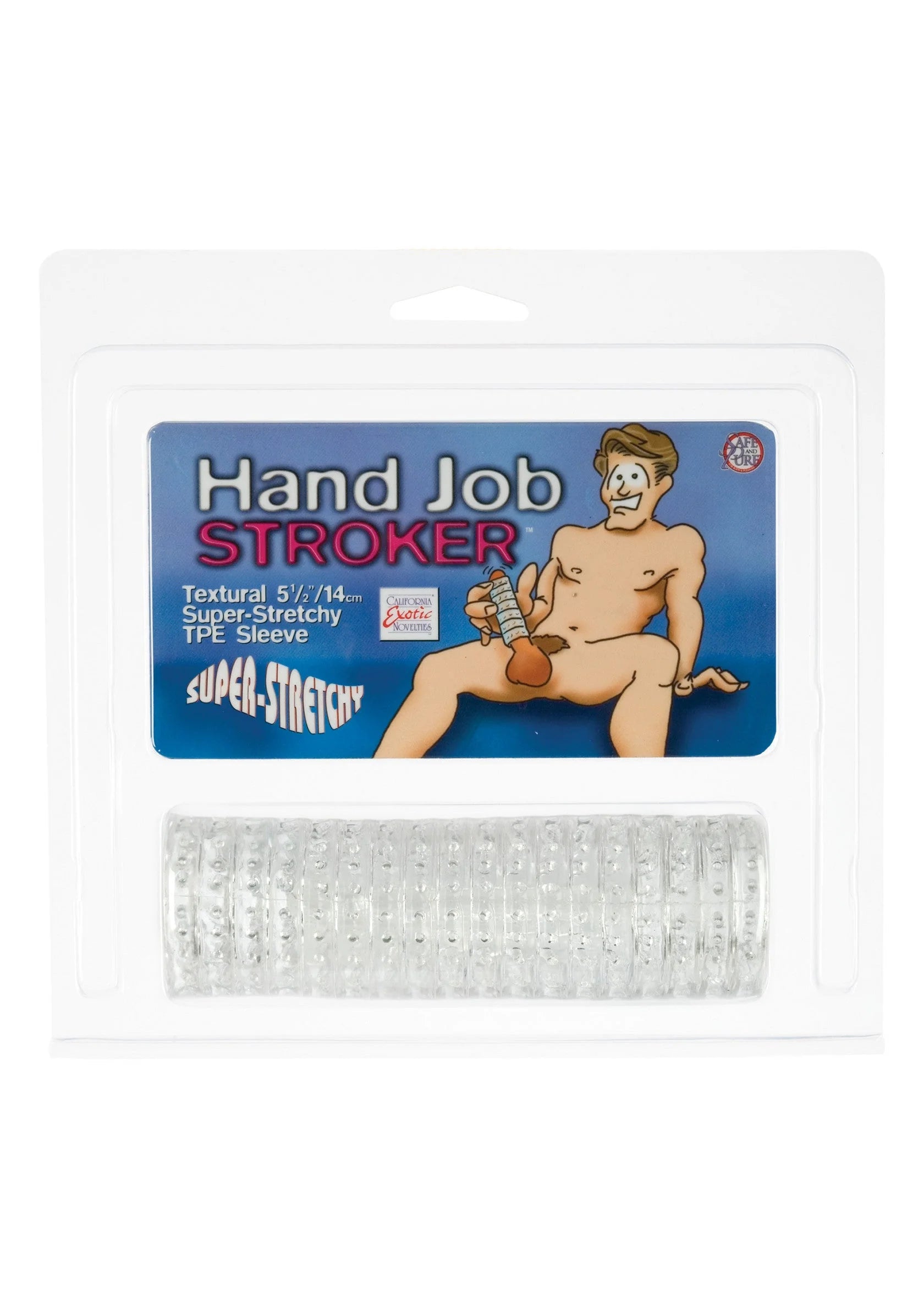 Blisterverpakking voor Hand Job STROKER met doorschijnende geribbelde huls
