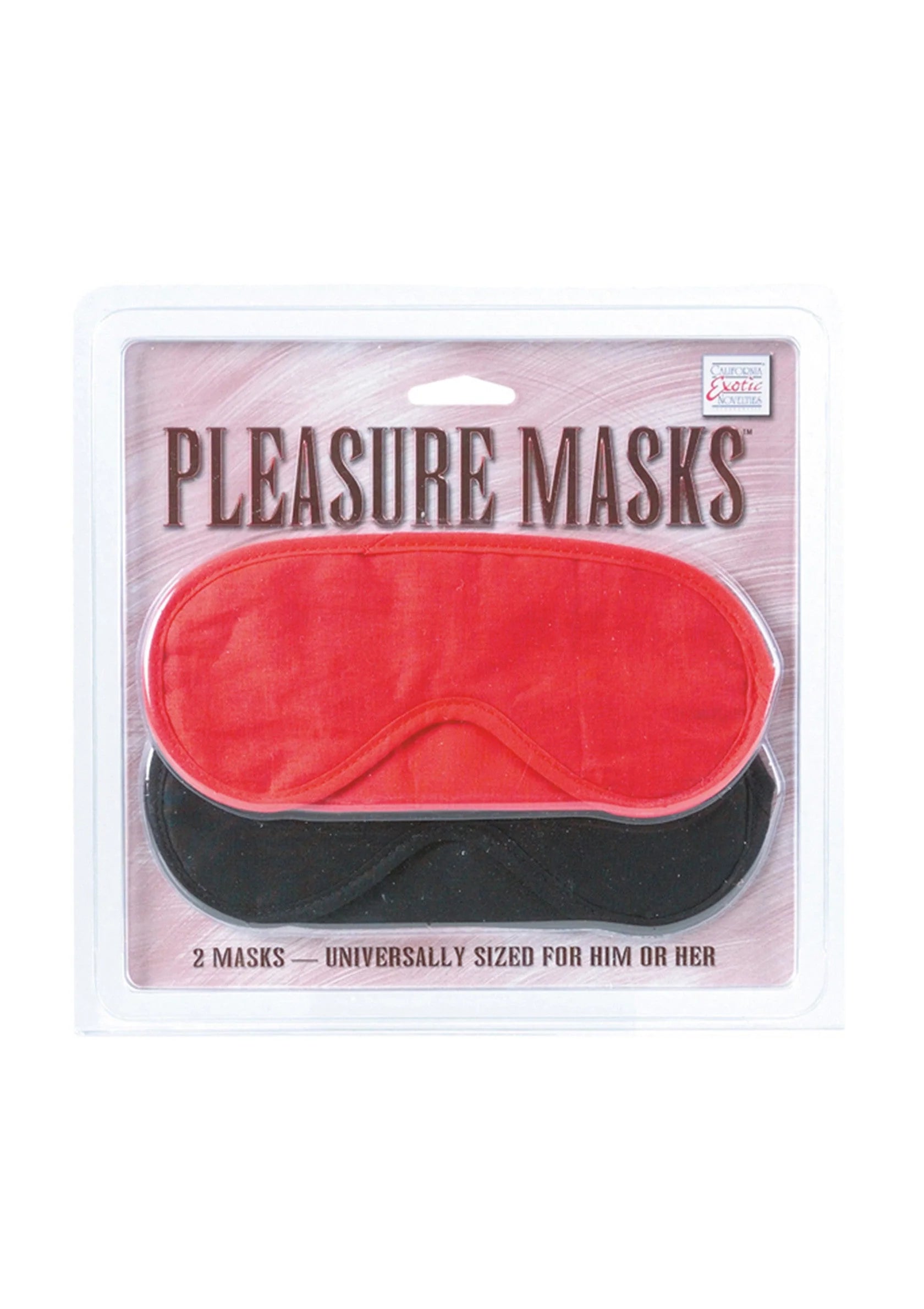 2 genotmaskers, rood en zwart, oogmaskers in kunststof blisterverpakking
