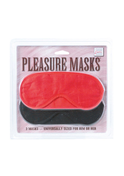 2 genotmaskers, rood en zwart, oogmaskers in kunststof blisterverpakking