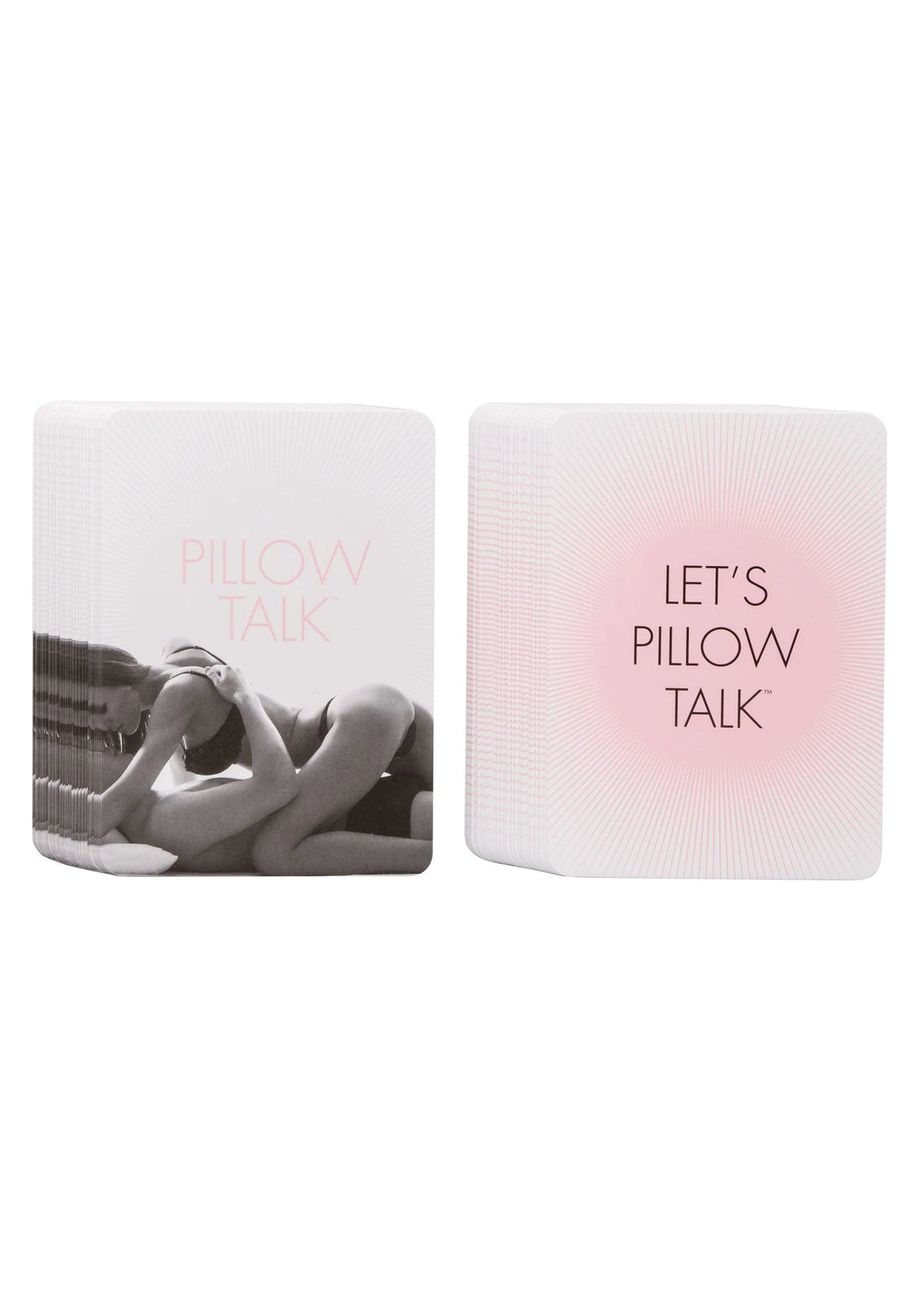Gesprekskaartjes CalExotics, roze-wit set met teksten 'Let’s Pillow Talk'