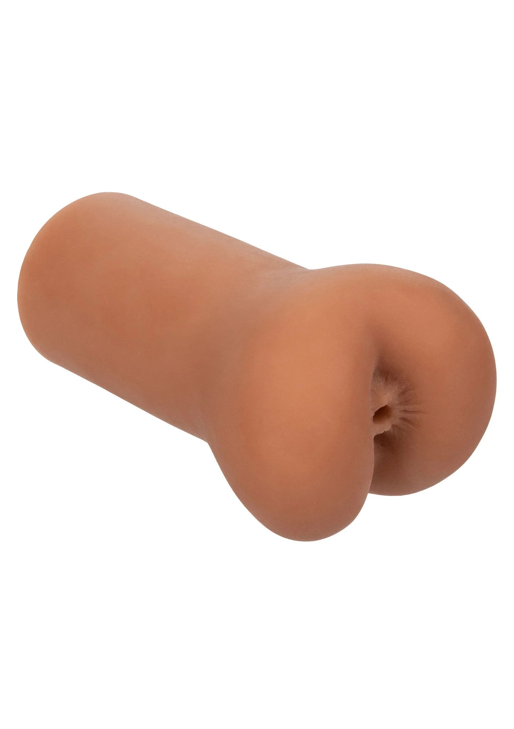 Masturbator-stroker in vleesbruine kleur met zijwaarts uitlopende vorm en opening