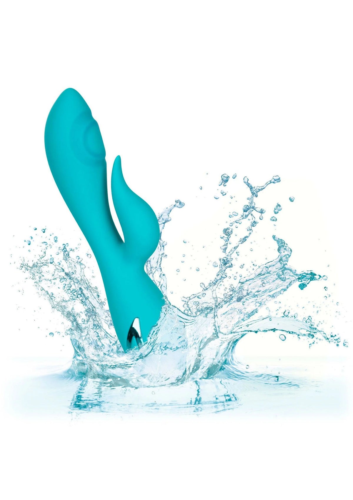 Turquoise siliconen vibrerende dildo met waterdruppels, waterbestendige vorm