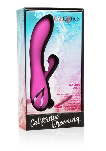 CalExotics Malibu Minx roze dubbele massagevibrator in verpakking