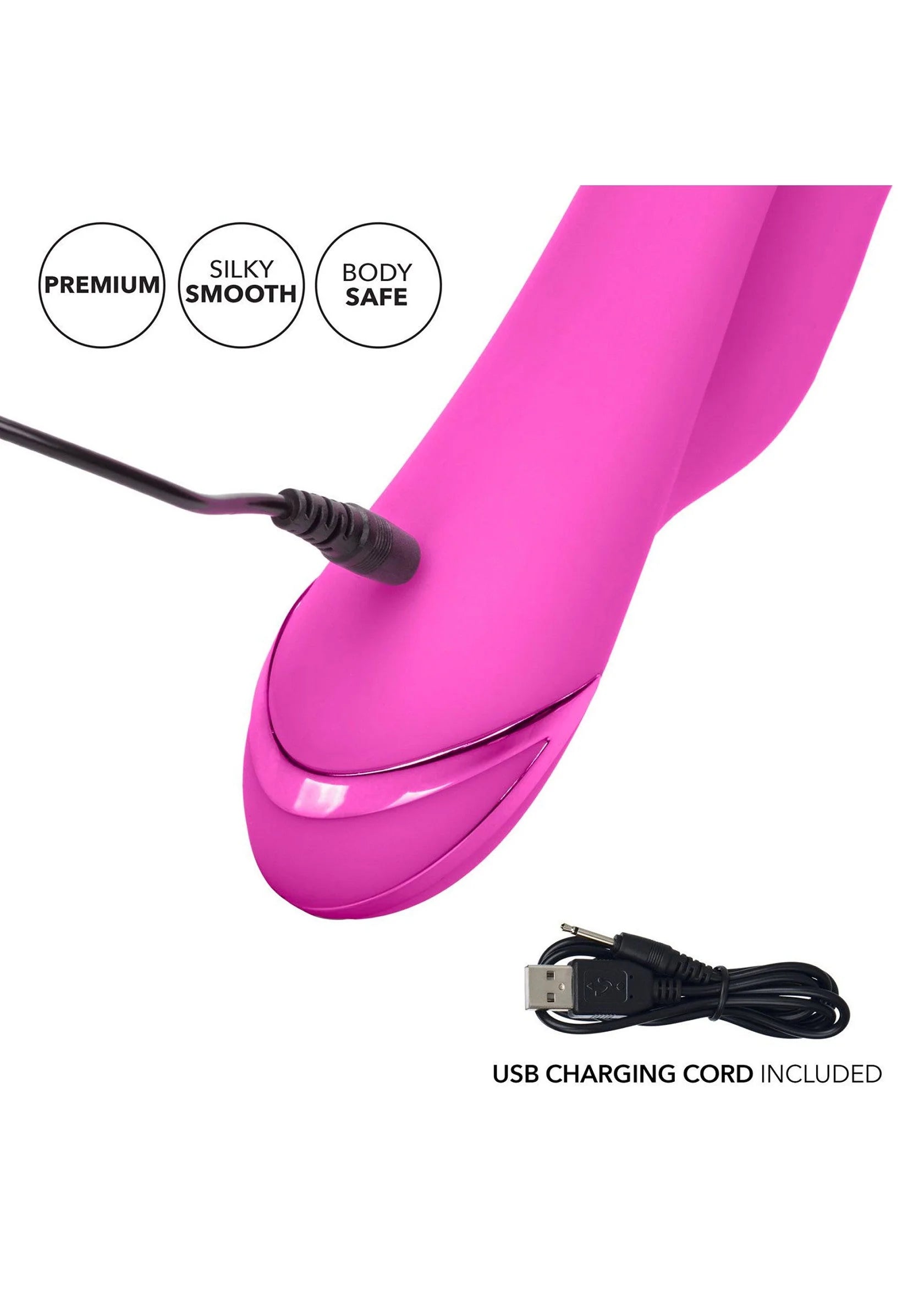 Roze massagevibrator met kabelaansluiting en ronde onderkant