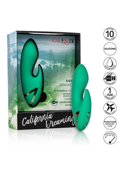 Verpakking Sierra Sensation CalExotics met groene dubbele stimulator en labels