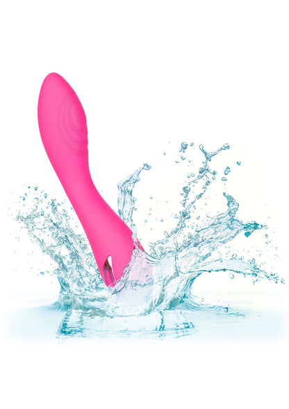 Roze vibrator met spetterend water, gebogen vorm