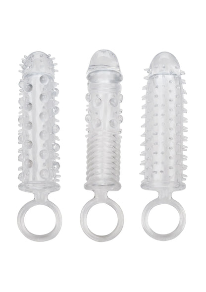 3-delige verlengset met transparante textuurhulzen en ring, set van 3 stuks