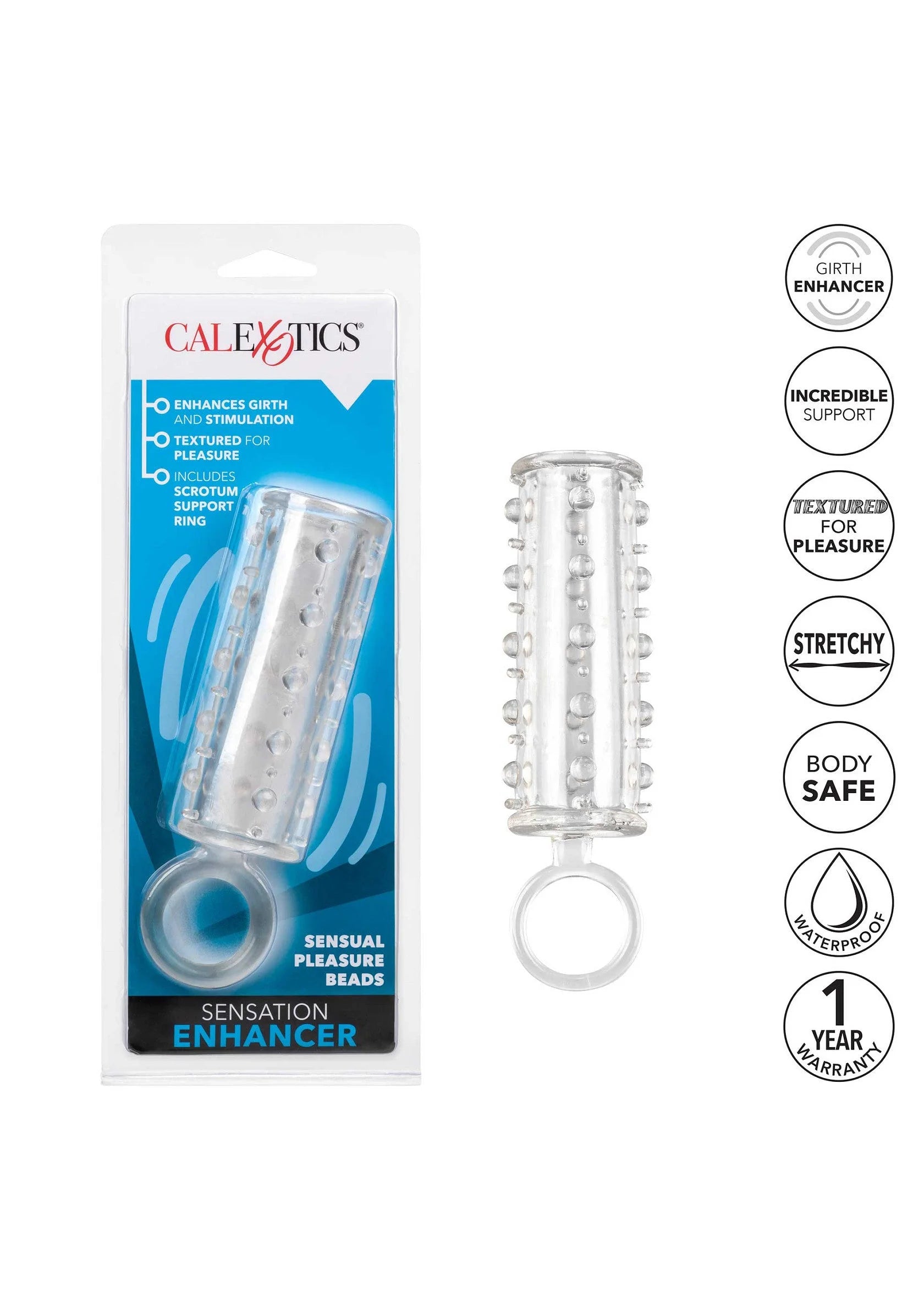 CalExotics sensatie-enhancer: transparante penishoes met noppen en basisring