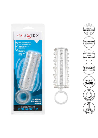 CalExotics sensatie-enhancer: transparante penishoes met noppen en basisring