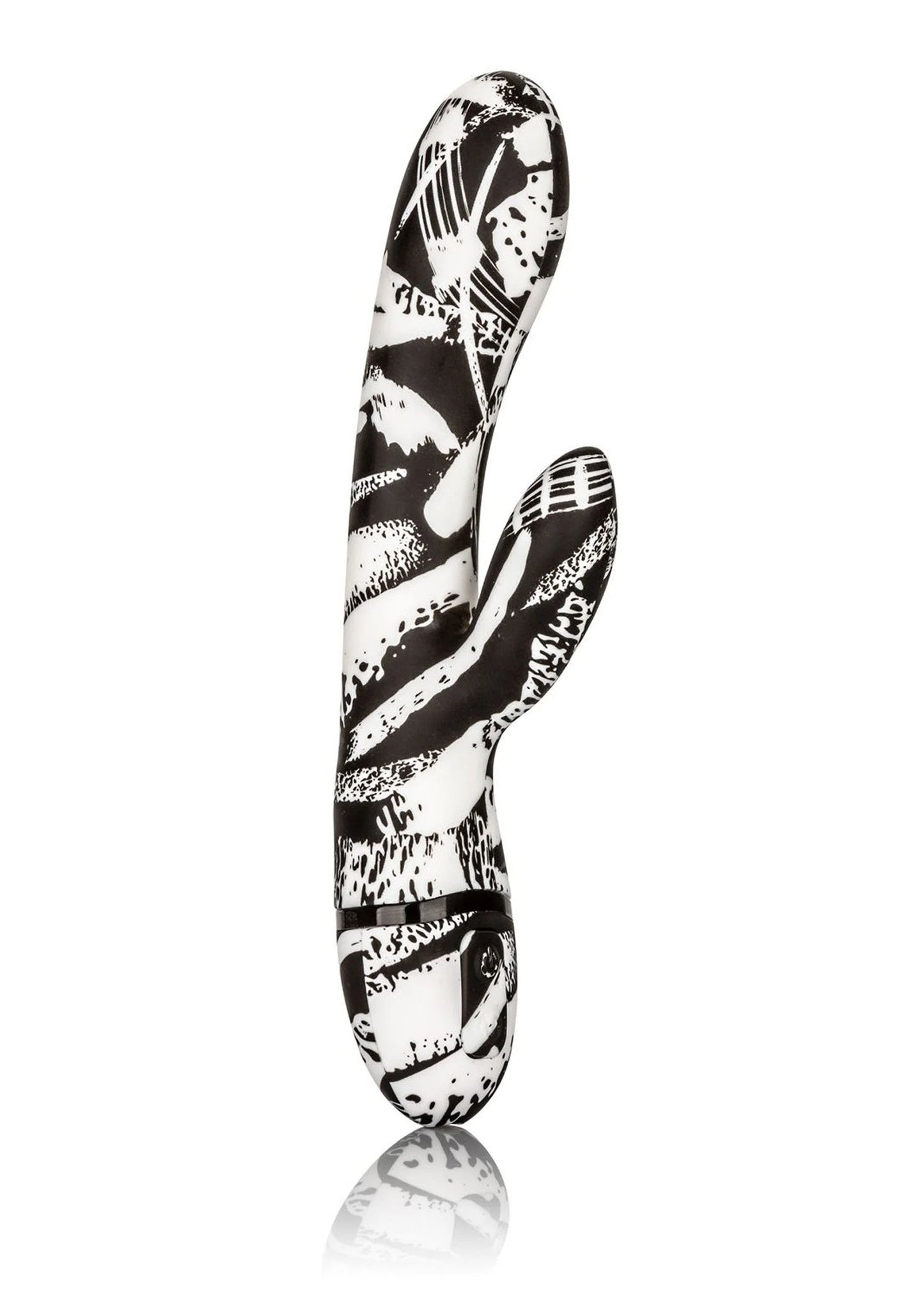 Dual wand met zebraprint, staande weergave van de gebogen vibrator