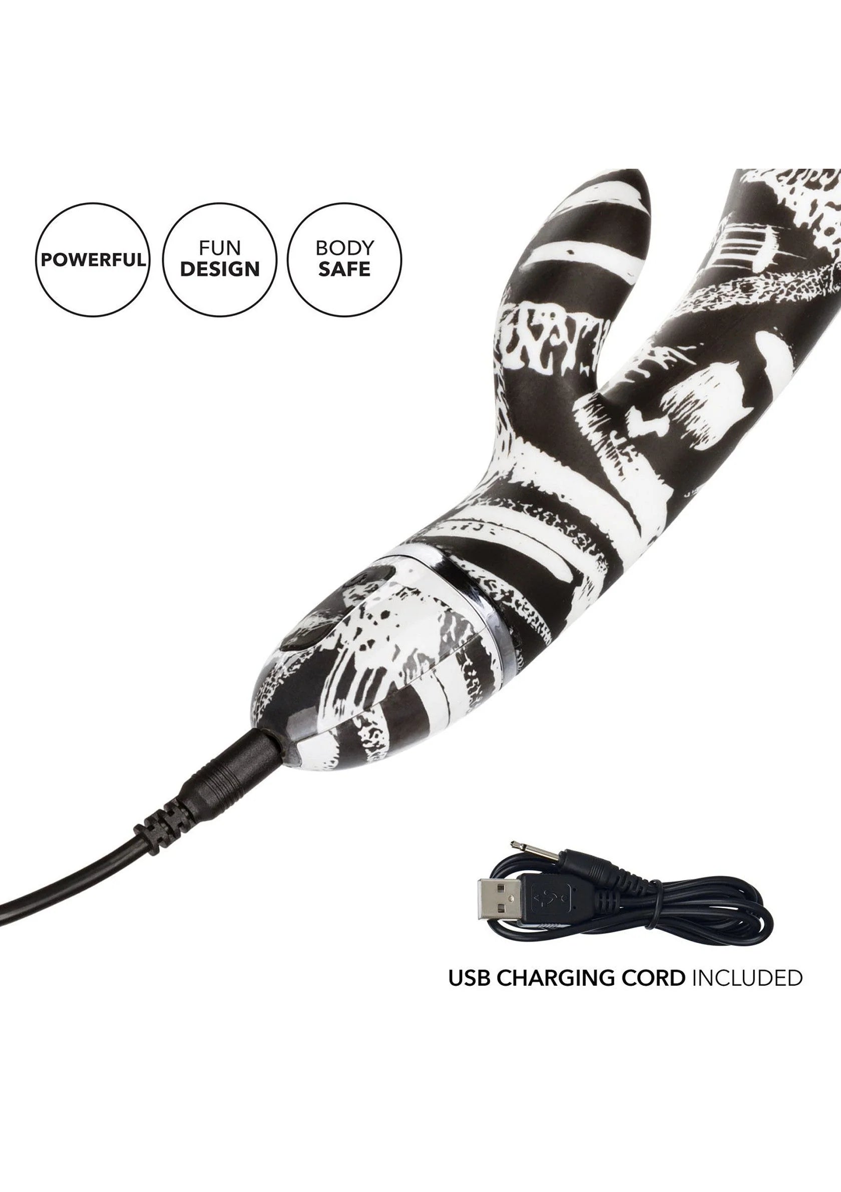 CalExotics vibratiestok met zebraprint en USB-oplaadkabel inbegrepen