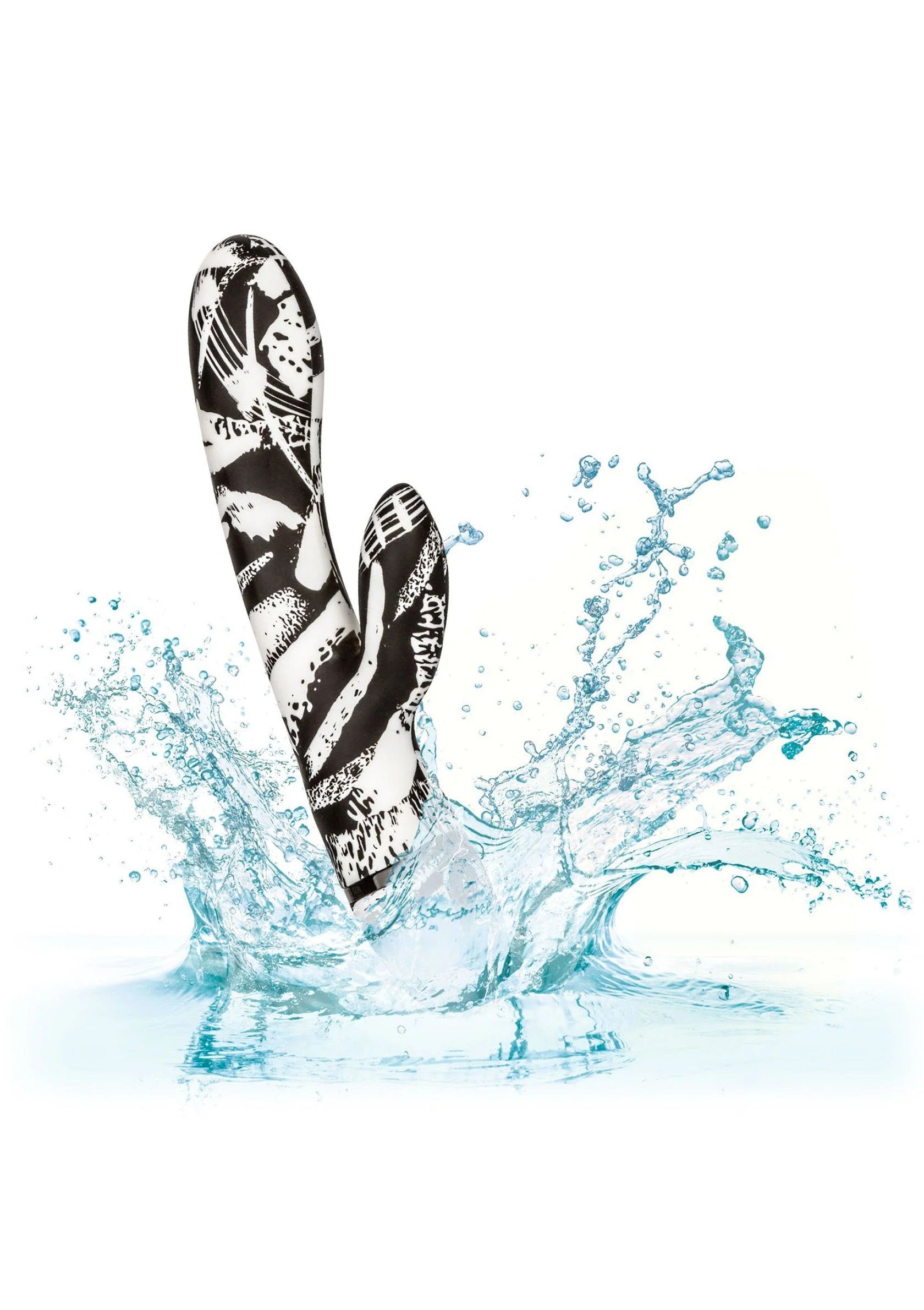CalExotics dubbele vibratiestok met zebraprint, met water uitspattingen