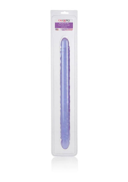 CalExotics veined dildo in paarse blisterverpakking, langwerpig en geribbeld