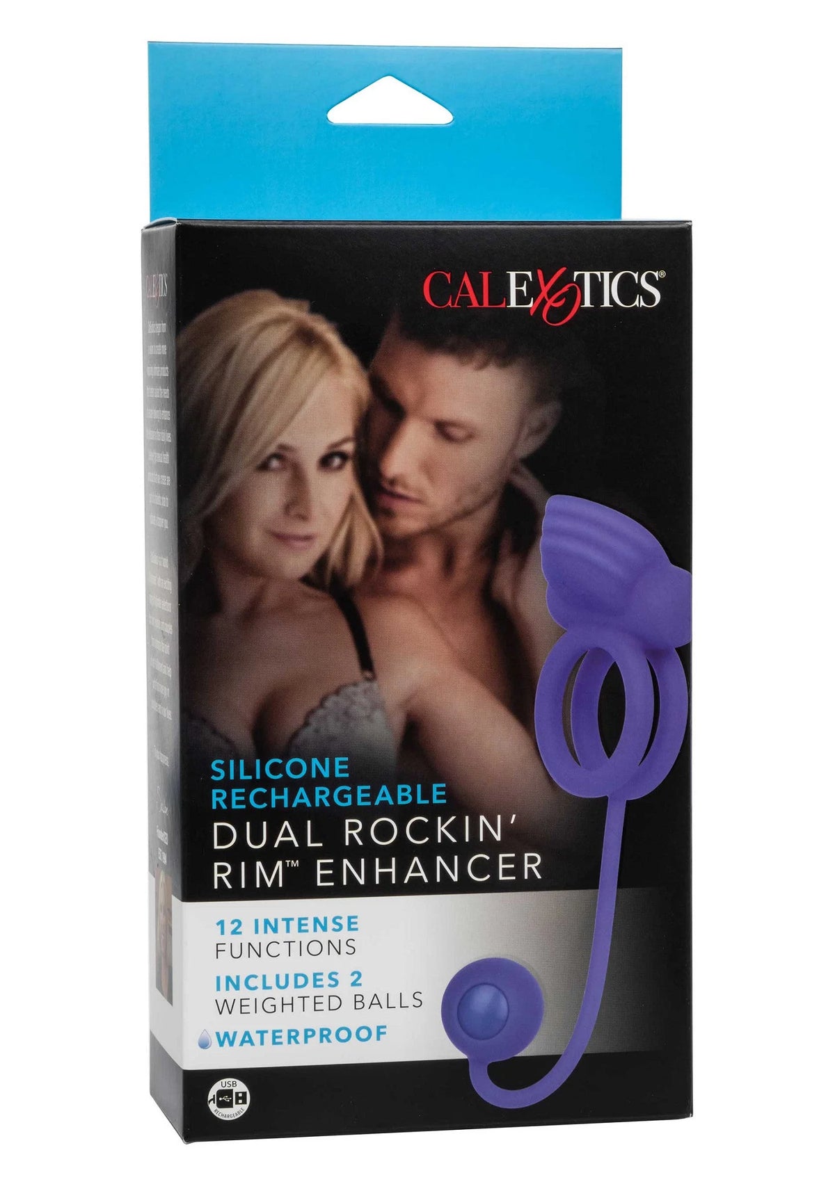 CalExotics siliconen dubbele rim-enhancer met twee ringen, oplaadbaar