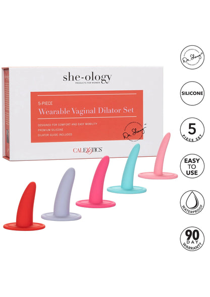 She-ology 5-delige draagbare vaginale dilator set, vijf siliconen kegelvormen