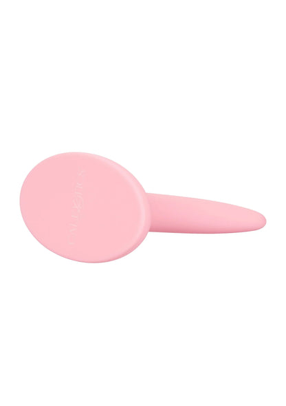 Roze draagbare vaginale dilatator met brede schijf en taps toelopende steel