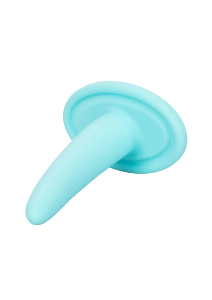 Lichtblauwe draagbare vaginale dilatator met schijfkop en taps toelopende steel