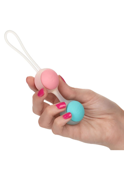 Gewogen kegel kogels in roze en turkoois met handvat, verwisselbaar