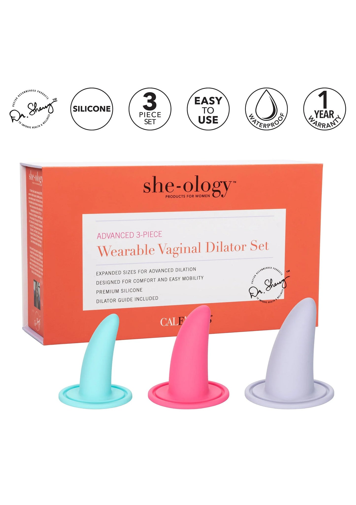Verpakkingsdoos met drie draagbare siliconen vaginale dilatatoren