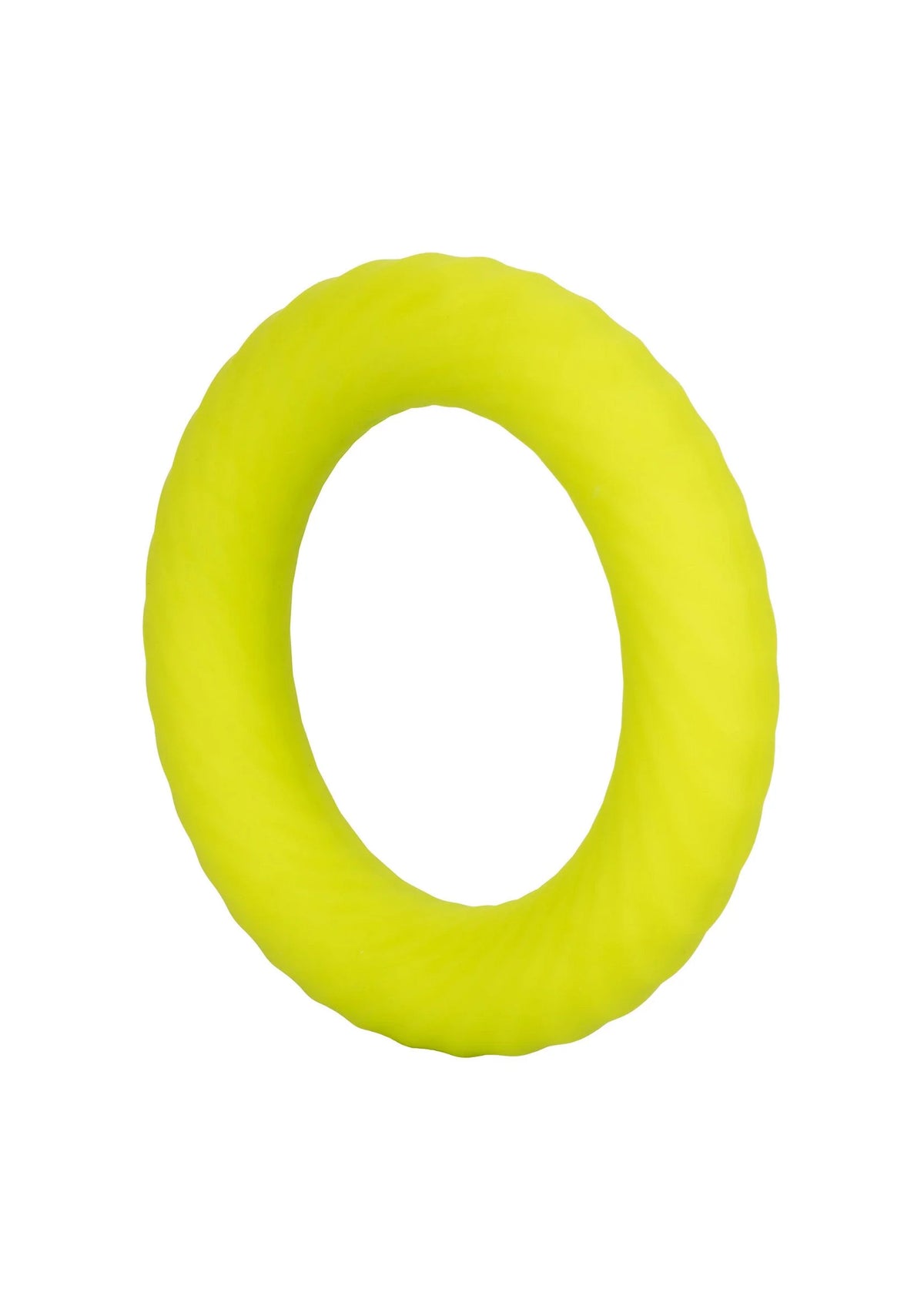Gele siliconen ring met open midden, flexibele look en glad design.