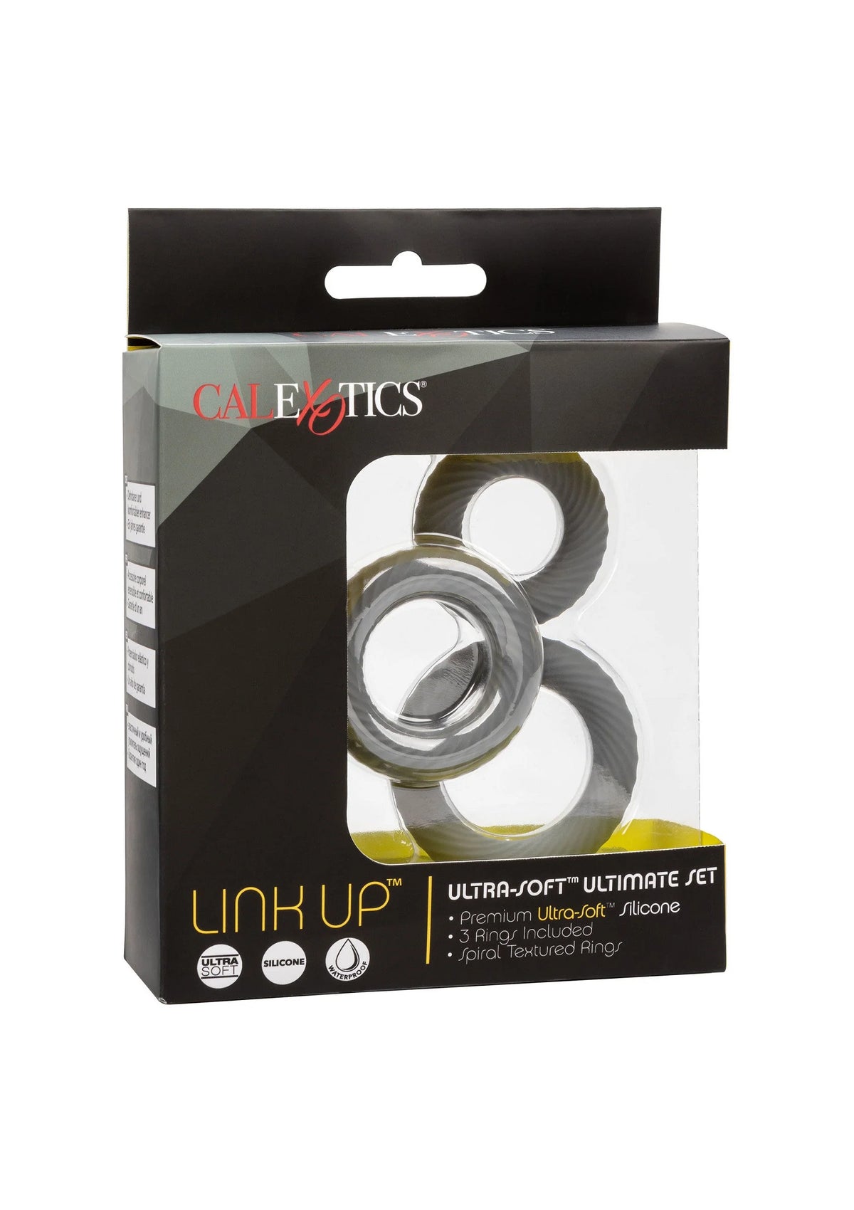 Verpakking van CalExotics Link Up cockring set met twee ringen