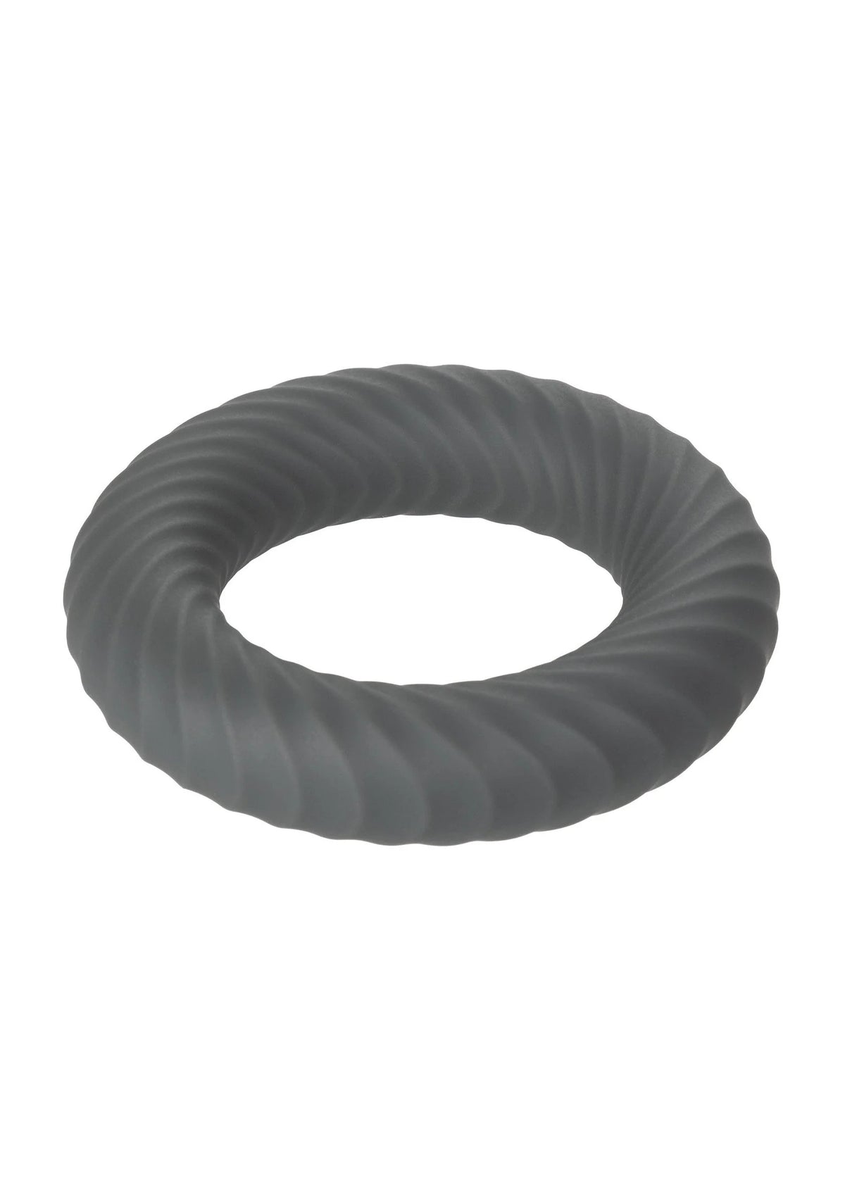 Cockring met gelijkmatige spiraalribbels, grijze ronde ring